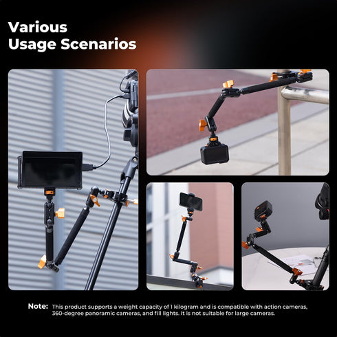 K&F CONCEPT 22" Magic Arm Clamp Kit, Overhead Desk Camera Mount, Long Articulating Friction Boom Arm for Phone, Action