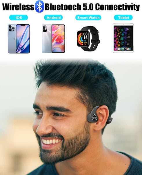 Tayogo Bone Conduction Headphones, Wireless Bluetooth Earbuds, Open Ear Headset with Mic for Running, Cycling, Yoga