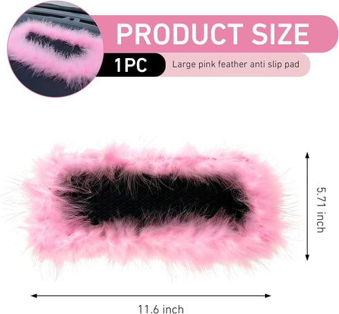 lekiliky 5.71" 11.6" Dash Mat for Car, Anti Slip Pink Feather Dash Mat, x Colorfast Non-Shedding Anti-Slip Pad, Car