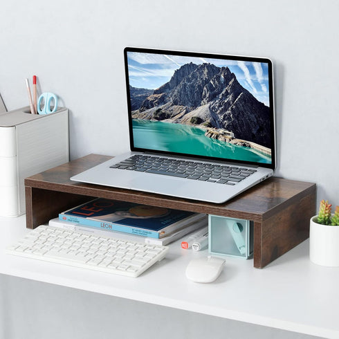 TEAMIX 20 inch Monitor Stand Riser, Wood Monitor Stand for Desk, TV/Screen/PC/Printer/Laptop Riser, Computer Stand with Keyboard Organizer Desktop Stand, Monitor Riser