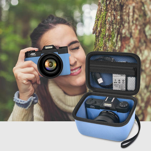 Vlogging Camera Case for Duluvulu/TEBNGIHNM/zheozeig/Oiadek 4K Digital Cameras, Carrying Storage for Lens, Cable, and