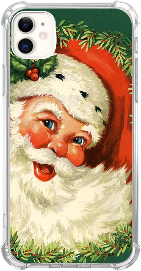 Christmas Vintage Retro iPhone Case for iPhone 11, Cute Kawaii Winter Holiday Santa Claus Cover