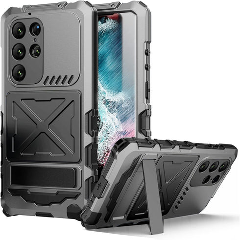 Samsung S23 Ultra Heavy Duty Armor Defender Case, Black, with Built-in Gorilla Glass, Rugged Military-Grade Protection