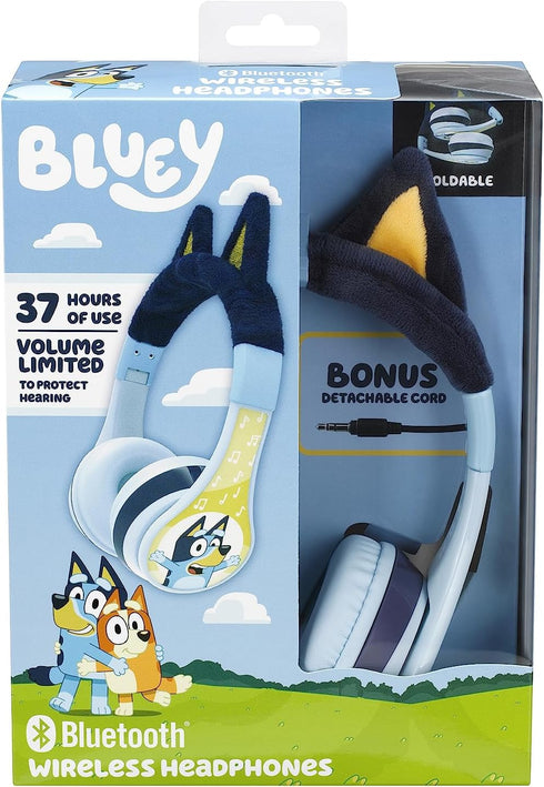 eKids Bluetooth Headphones for Kids, Bluey Wireless Headphones with Microphone, Includes Aux Cord, Volume Reduced,