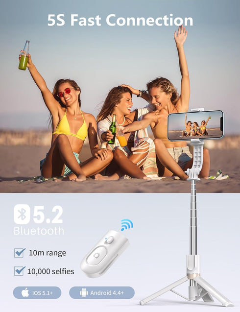 Pnitri 45'' 4-7.2" Selfie Stick with Light, Travel Tripod Essentials with Wireless Remote, Portable Cell Phone Tripod