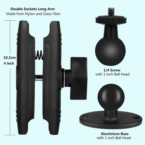 Peastrex Phone Wall Mount Holder Stand Ball Head Long Arm Drill Base 360 Degree for 3.5 to 7 in Cellphone, iPhone 14 13