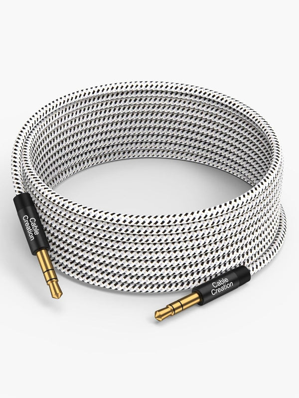 CableCreation Long Aux Cord 20FT, 3.5mm Male to Male, Braided Hi-Fi Sound Auxiliary Headphone Extension (Black)