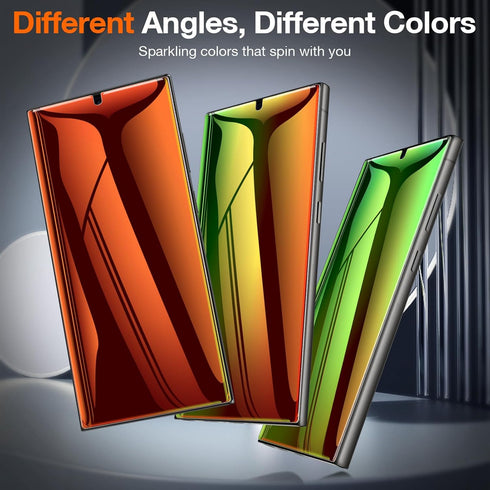 Fotbor Privacy Screen Protector for Samsung Galaxy S24 Ultra, 2 Pack Colorful Gradient Anti-Spy Anti-Blue Light Full