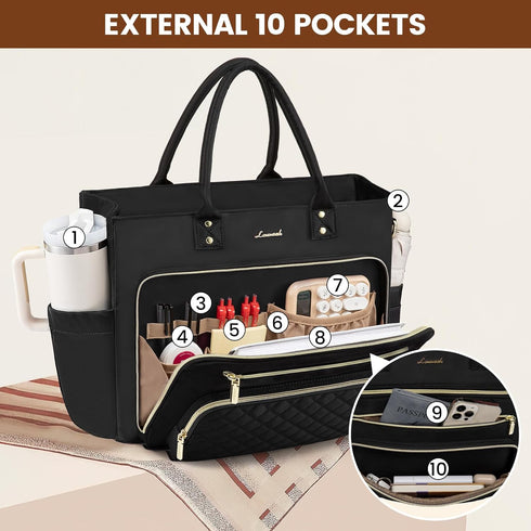LOVEVOOK Teacher Tote Bag for Women Work, Laptop Bag Work Tote Bag Nurse Bags With Large Cup Holder, Professional