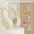 White Wireless Headphones Bluetooth, Foldable Over Ear Headphones, Hi Fi Stereo Headphones Built in Mic for phone/TV/PC/MP4/Home/Office
