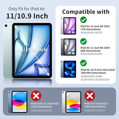 MoKo iPad Air 11 Inch Case for 7th/6th Gen M3/M2 2025/2024, 5th/4th Gen 10.9" 2022/2020, Slim Protective Sky Blue Cover