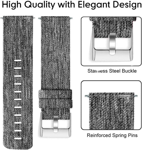 Lamshaw Breathable Nylon Woven Fabric Strap for Popglory P66 Smart Watch, Compatible with MorePro H56/LESIDO CS08