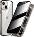 iPhone 15 Plus Privacy Case: Magnetic Titanium, Double-Sided Tempered Glass, Anti-Peep, Clear Back, Metal Frame.