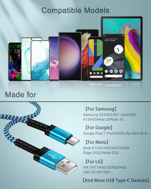 5Pack AILKIN USB to USB C Charger Cable for iPhone 15/15 Pro/15 Pro Max/15 Plus, Fast Charging for Android Samsung