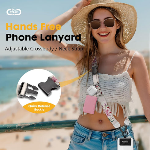 Icycay Phone Lanyard Crossbody, Bloom Floral Cell Phone Strap for Around The Neck Adjustable, Flower Teacher Anti Theft