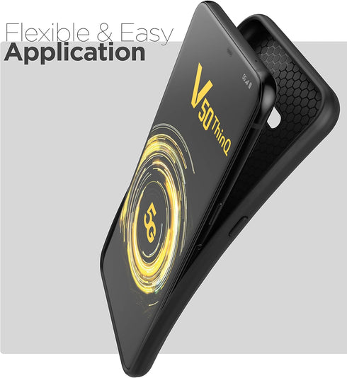 ENCASED LG V50 ThinQ Case, Thin Armor Slim Fit Flexible Grip Phone Cover in Black