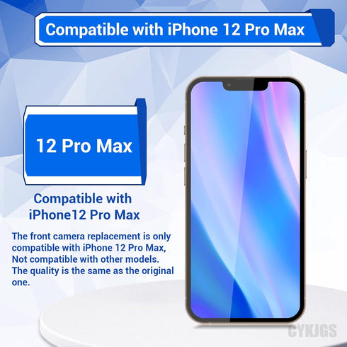 iPhone 12 Pro Max Front Camera Replacement - OEM 12MP New Face Lens Module Repair Kit for A2342 A2410