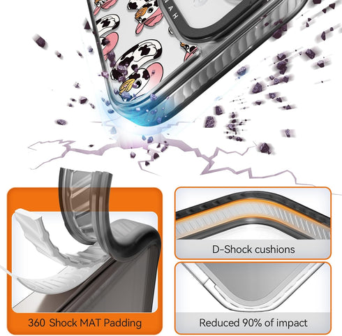 Rosarnnah 17 6.6 (6.3") for iPhone Case Cute - Durable Shockproof ft Drop Impact Phone Case - Funny Milk Cow Ducky