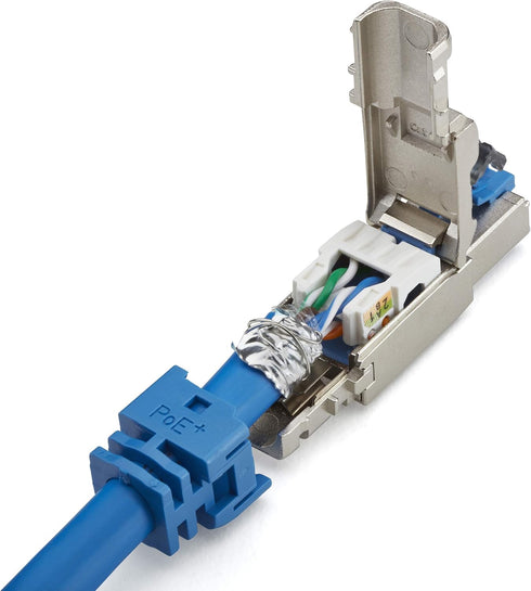 trueCABLE Cat6A Toolless Field Termination Plug, Shielded (STP), 6 Pack, PoE++ Certified