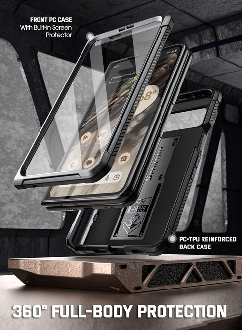 Poetic Spartan Military Grade Drop Tested Case for Google Pixel Fold 5G - Built-in Screen Protector, Metallic Gun Metal