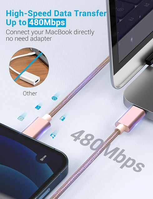 Marchpowe USB C to Lightning Cable, MFi Certified iPhone 14 Fast Charger Cord, 3Pack 6ft Charging Cable