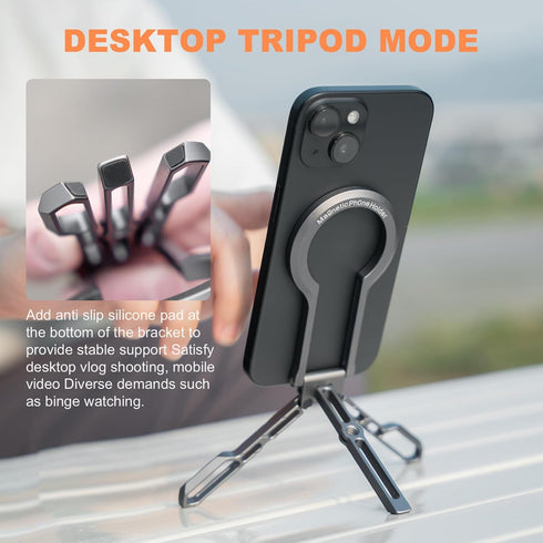WUXINDS 17/16/15/14/13/12 Magnetic Phone Tripod Stand, Aluminium Alloy Strong Magnet Quick Mount Foldable Mini Tripod