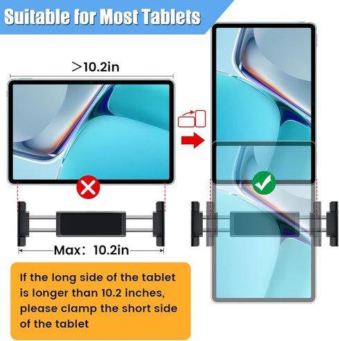 najiaxiaowu 2 Pack Car Tablet Holder, 360° Rotating Adjustable Headrest Mount for 5.5-18.4 Inch Tablets/Phones, Black