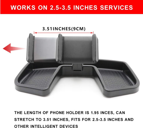 Camoo Phone & GPS Car Holder for Jeep Renegade, 360 Degree Rotation with Organizer Storage, Fits 2015-2025 (Black)