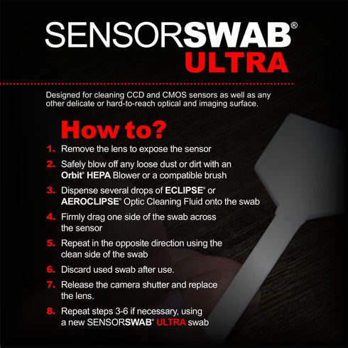 Sensor Cleaning Swab Kit with Eclipse Optic Cleaning Solution (0.5oz/15ml) + Type-4 Sensor Swab Ultra 33mm (Pack of 6)