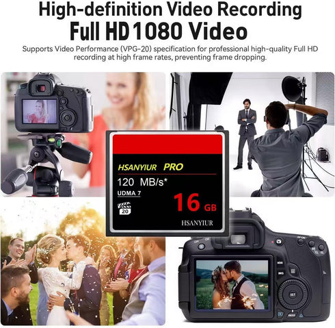 HSANYIUR 16GB UDMA High Speed,Original CF Card Camera Memory Card,for Professional Photographer,Videographer,Enthusiast