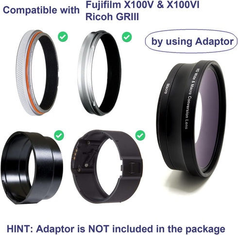 FotoZ 49MM 0.75x HD Wide Angle Conversion Lens (W/Macro Portion) for Canon EOS M6 M50 Mark II M100 M200 Accessories