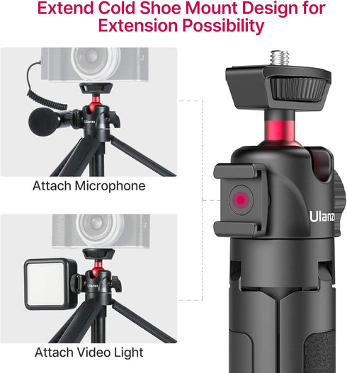 Ulanzi MT-16 Camera Tripod Stand Holder, Mini Tabletop Tripod with Cold Shoe, Travel Tripod for iPhone 12, Canon G7X