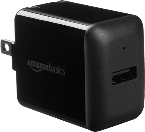 Amazon Basics 12W One-Port USB-A Wall Charger (2.4A) for Phones (iPhone 15/14/13/12/11/X, Samsung, and more), non-PPS,