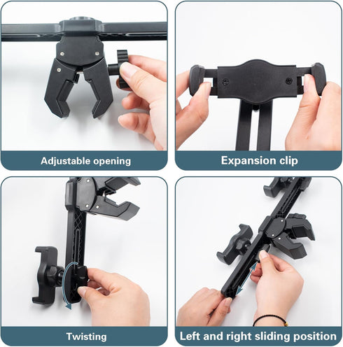 SnowTing 360 Universal Dual Phone Holder with Crab Clamp, Rotation Adjustable Clip Stand Smartphone Tripod Mount