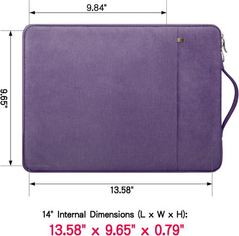 RAINYEAR 14 Inch Laptop Sleeve Case, Waterproof Handbag with Handle Strap, Padded Briefcase for 14" Notebook, Purple