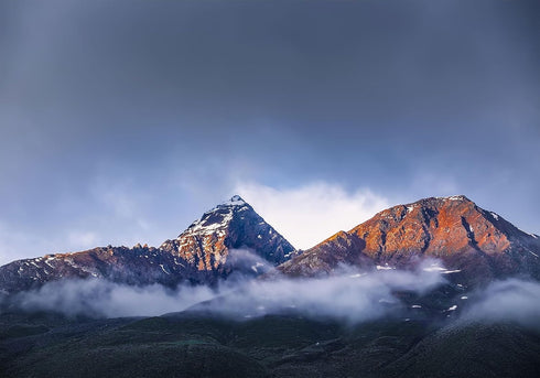 SHDASMIL 10X7ft Fabric Misty Mountain Peak Backdrop Sunset Alpine Landscape Background Nature Photography