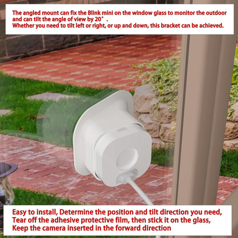 Pack of 2 Angled Window Mount Bracket for Blink Mini, 20 Degrees Tilt for Optimal Viewing Angle