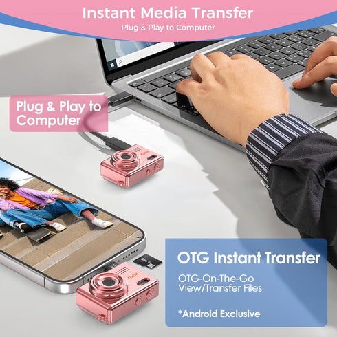 HOTU Y2K 2MP 1080P 32GB Mini Keychain Digital Camera, Pocket-Size Mini Camera, Small Camera with Card, Video Recorder