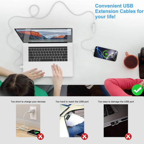 Cable,10FT Cable,5Gbps Mouse USB Extension USB A White Type A to Type A Extender Male to Female Extension Cable Hub