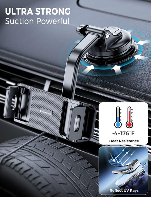 eSamcore 360 6-11 Tablet Holder for Car Dashboard, Windshield Mount Holder for iPad & Foldable Phone Stand with Stable