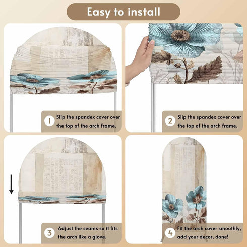 Duskova Living 4 Teal Broccoli Arch Backdrop Cover FT, Rustic Farmhouse Flower Leaf Retro Brown Wedding Arch Cover