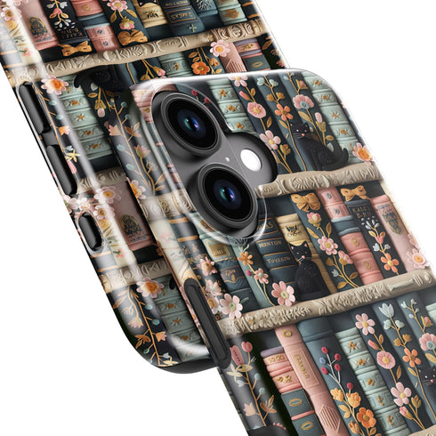 Goodon 16 for iPhone Case Cute,Aesthetic Vintage Bookshelf with Floral,Compatible with Magsafe,Trendy Wildflower Unique
