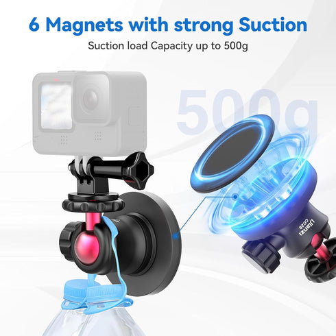 ULANZI Magnetic Camera Mount for GoPro, Strong Magnetic Mount with 360° Rotation Ball Head, Compatible with GoPro Hero