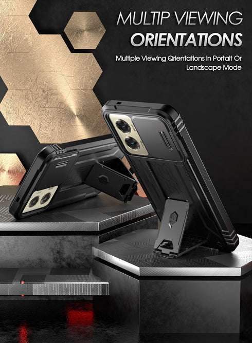 Poetic Revolution Case for Motorola Moto G Stylus 5G 2024, Black Rugged Shockproof Cover with Kickstand