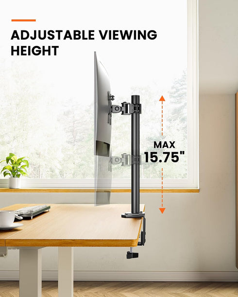 Ergear Monitor Mount for 13-32" Screens up to 17.6lbs, Adjustable Height and Angle, Single Desk Stand (Black)