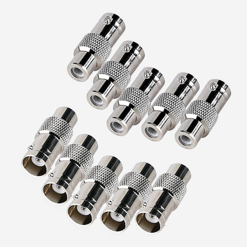 BNC Female to RCA Female Coupler Adapter Connector for CCTV Security Systems, Pack of 10