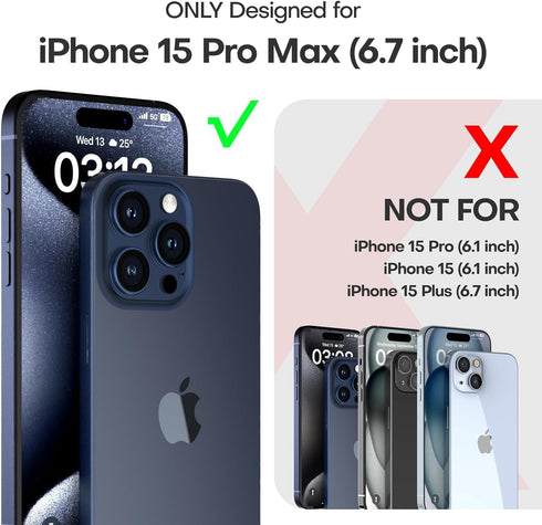iPhone 15 Pro Max Magnetic Case with Tempered Glass Screen Protector, Glitter Floating Liquid Cute Design, Diamond