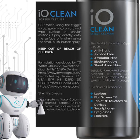 Screen Cleaner Spray (16oz+16oz) – Large 32oz Kit for LCD LED Matte TVs, Smartphones, iPads, Laptops, Touchscreens, Computer Monitors, Other Electronics – 2 Microfiber Cloths and 4 Sprayers