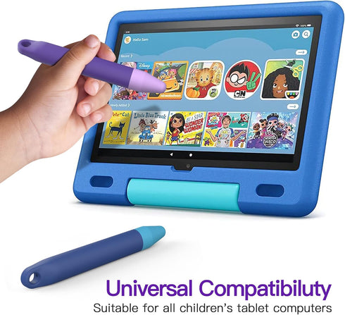 Kid-Friendly Pens for Touch Screens - 2 Pack of Purple and Blue Stylus Pens Compatible with Kindle, iPad, iPhone