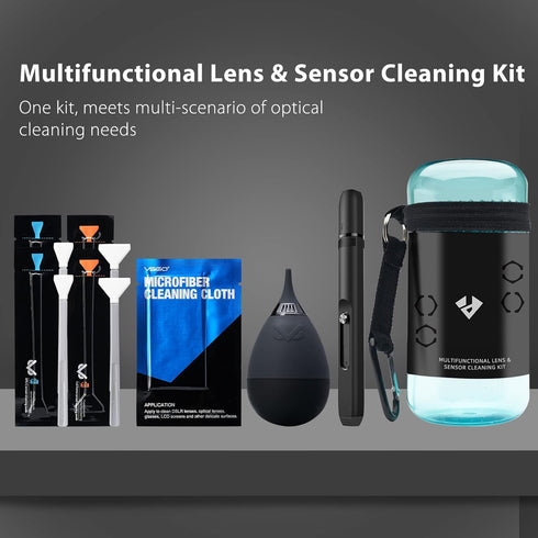 VSGO Professional Cleaning Kit, Lens Cleaning Pen, Full Frame and APS-C Sensor Cleaning Swabs, Air Blower, Cloth